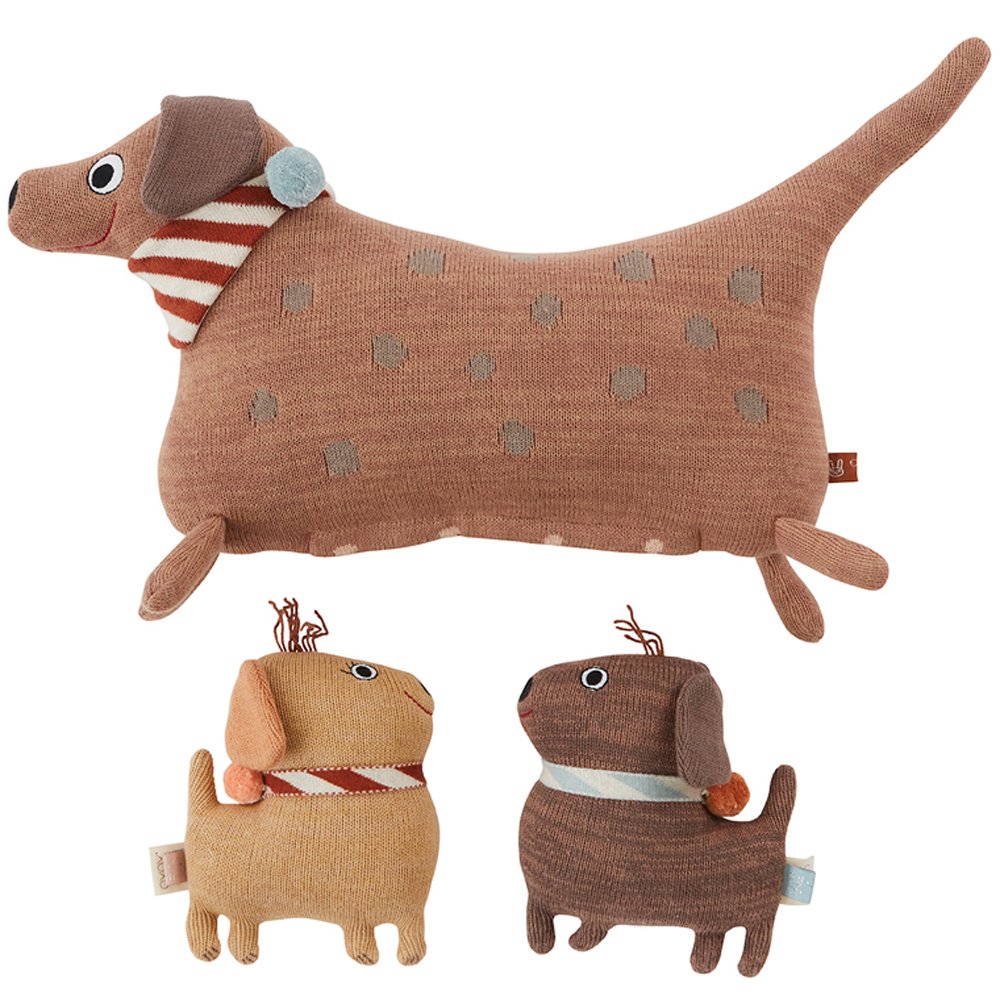 Brun Hund Med Hundehvalpe One Size - Oyoy Dogtoys  - 5712195038182