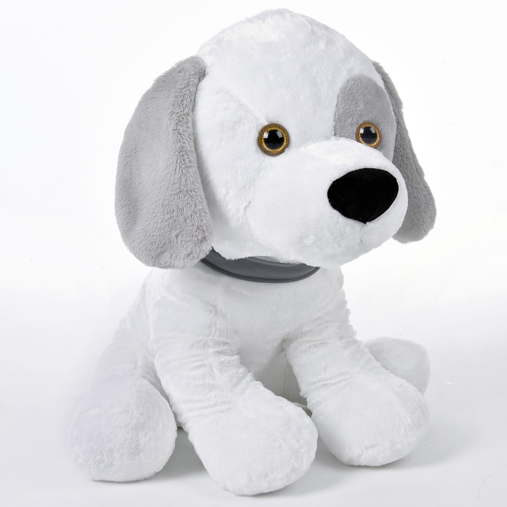 Hvid Blød Plys Hund Grå 58cm - Deuba Dogtoys  - 4251777202135